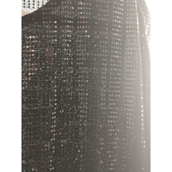 JM Collection Sequin‎ Top Half Sleeve Black Small Scoop Neck Asymmetrical Hem - Picture 4 of 9